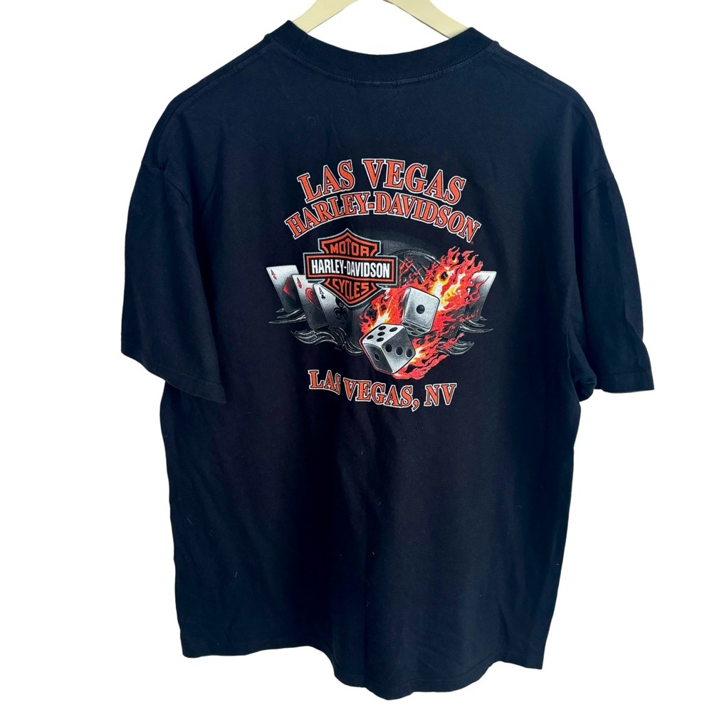 Harley-Davidson Classic Las Vegas Dealer Gambler Sz XL T-Shirt Flaming Dice